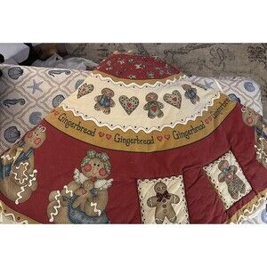 Dianna Marcum fabric panel Christmas Tree Skirt Red Gingerbread Cookie Recipe